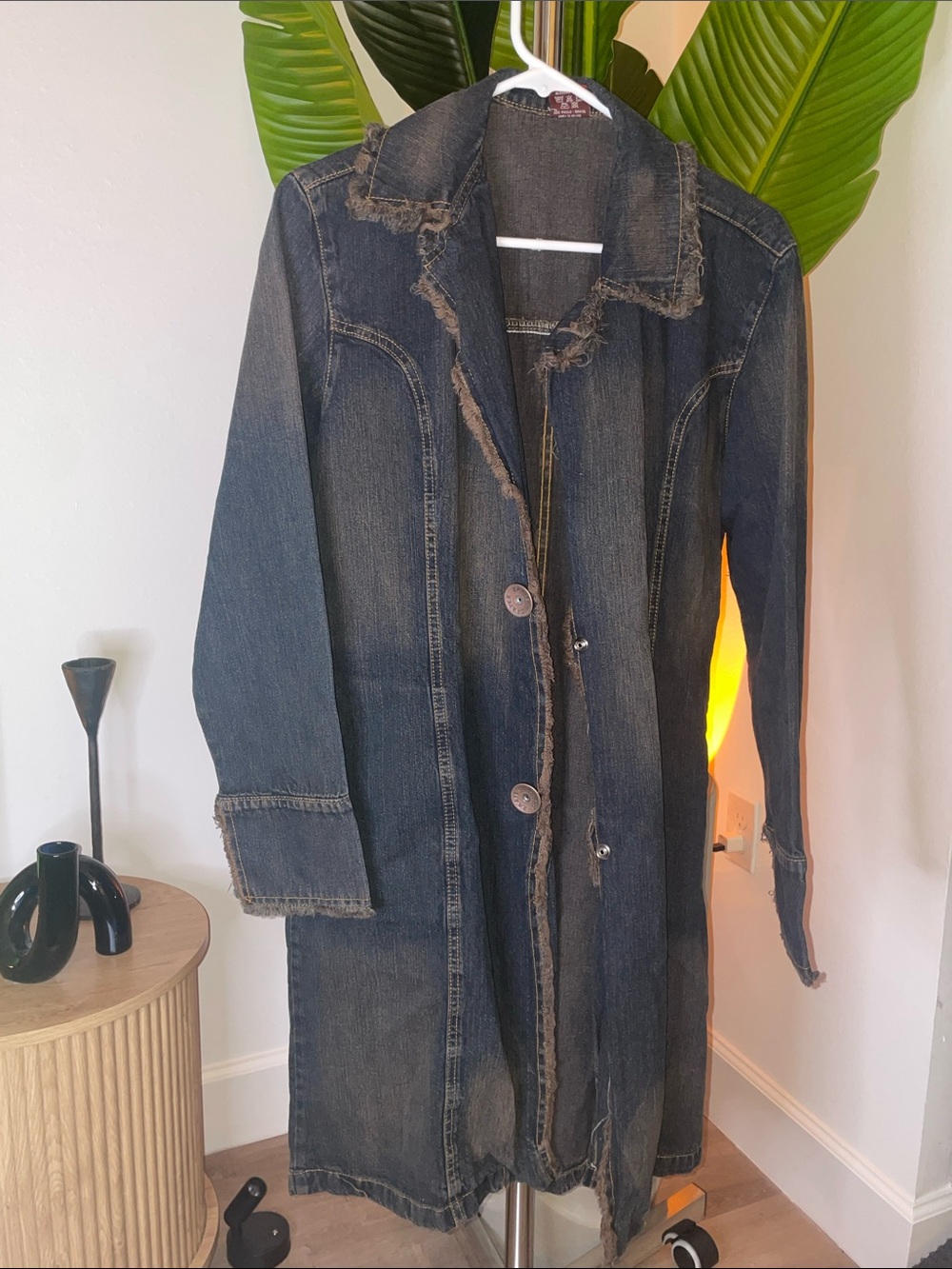Dark Blue Denim Long Coat Jacket